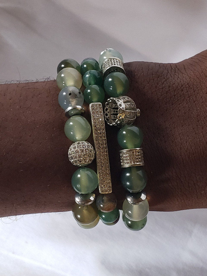 3 set Irish Four Clover Bracelet With jasper and Green Gemstone emerald AVENTURINE