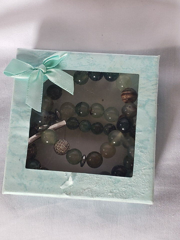 3 set Irish Four Clover Bracelet With jasper and Green Gemstone emerald AVENTURINE