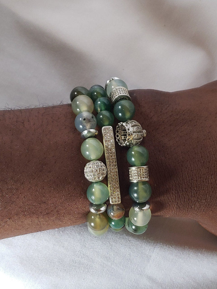 3 set Irish Four Clover Bracelet With jasper and Green Gemstone emerald AVENTURINE