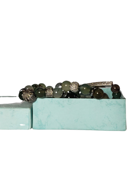 3 set Irish Four Clover Bracelet With jasper and Green Gemstone emerald AVENTURINE
