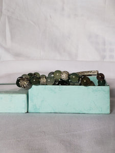 3 set Irish Four Clover Bracelet With jasper and Green Gemstone emerald AVENTURINE