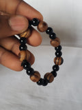 Classic Tiger's Eye and Onyx Beaded Stretch Bracelet, African bliss