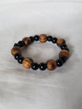 Classic Tiger's Eye and Onyx Beaded Stretch Bracelet, African bliss