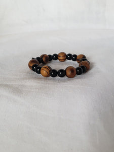 Classic Tiger's Eye and Onyx Beaded Stretch Bracelet, African bliss