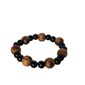Classic Tiger's Eye and Onyx Beaded Stretch Bracelet, African bliss