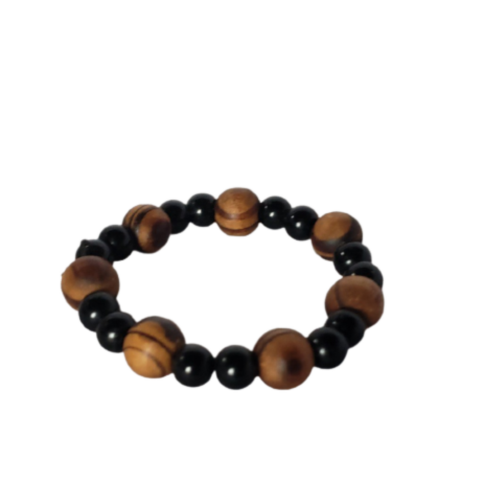 Classic Tiger's Eye and Onyx Beaded Stretch Bracelet, African bliss