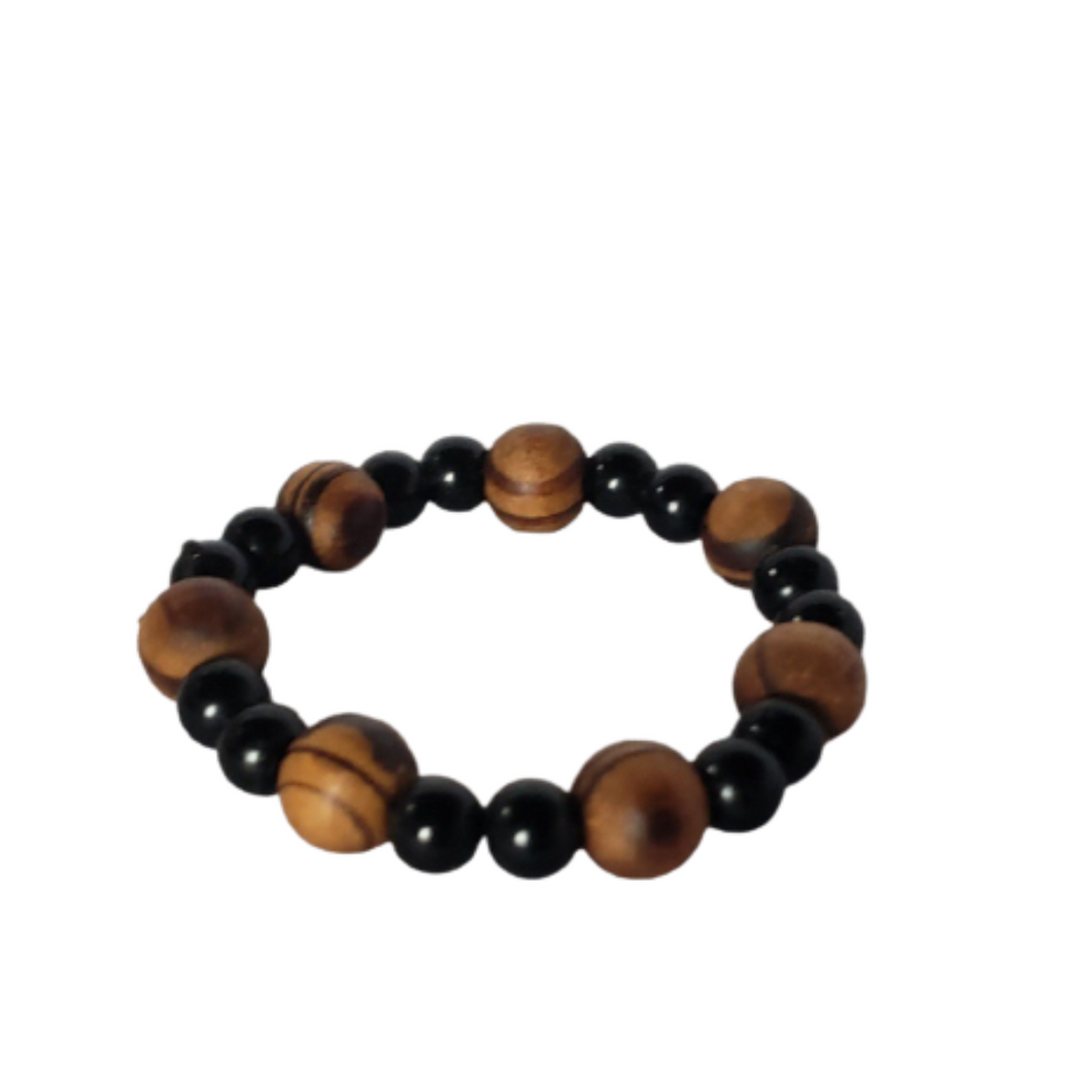 Classic Tiger's Eye and Onyx Beaded Stretch Bracelet, African bliss